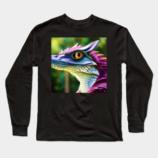 Baby Blue Dragon with Purple Spines in the Forest Long Sleeve T-Shirt